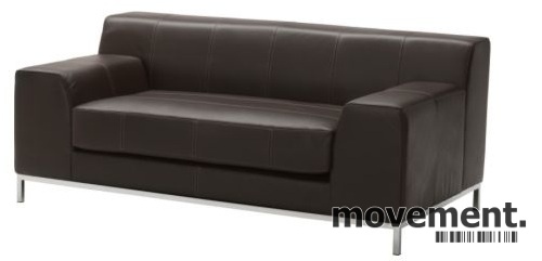 Solgt!Ikea Kramfors 2seter skinnsofa i mørkbrun, 178cm bredde, pent brukt