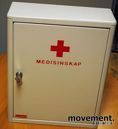 Solgt!Førstehjelpsskap / Medisinskap, låsbartfra Florvåg, 30b x 47h, pent  brukt
