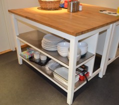IKEA Stenstorp kjøkkenøy / buffet ihvitt med eik benkeplate, bredde 125cm,  pent brukt - Skriv ut