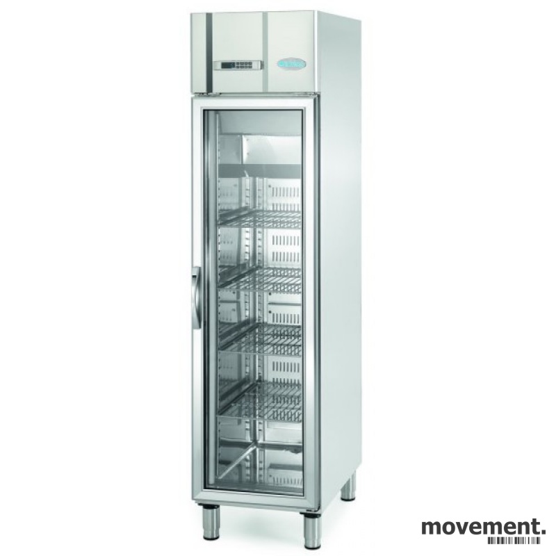 Solgt!Infrigo AGN300CR, smalt kjøleskap forstorkjøkken, med glassdør, 48cm  bredde, pent brukt