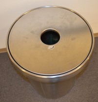 Papirkurv / søppelkasse /pant-samler i rustfritt stål fra IKEA, Ø=48cm,  høyde 60cm, pent brukt - Skriv ut