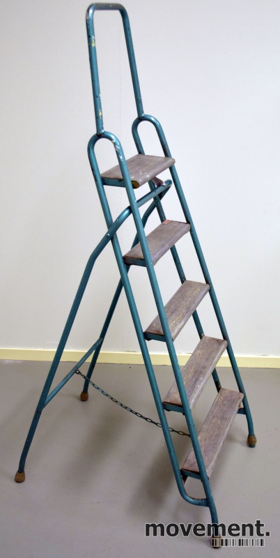 Solgt!Vintage trappestige / gardintrapp 5steg, grønn, 106cm repohøyde, pent  brukt