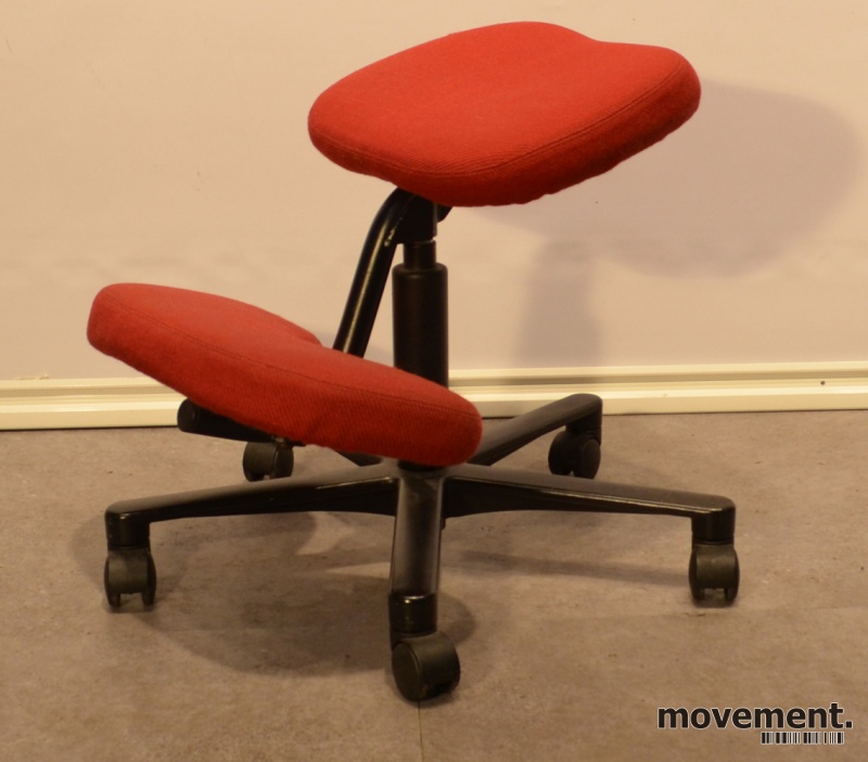 Solgt!Håg Balans Vital ergonomisk knestol /kontorstol i rødt ullstoff, pent  brukt