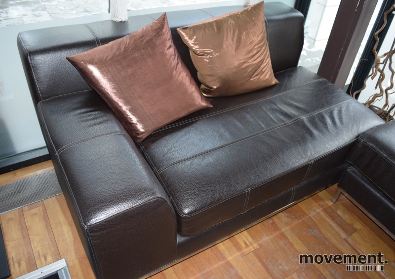 Solgt!2-seter sofa / sjeselong fra IKEA ibrunt skinn, pent brukt