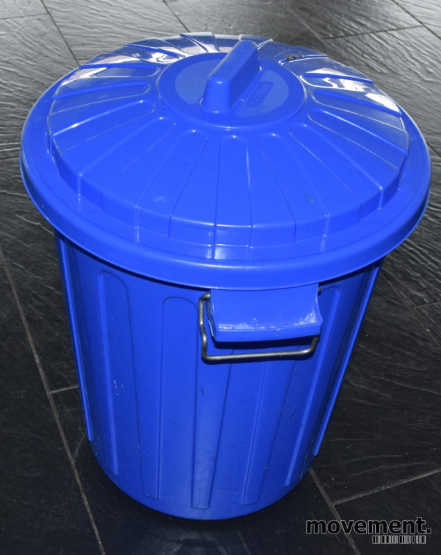 Solgt!Søppelspann / søppelbøtte i blå plast,Curver, 58cm høyde, pent brukt