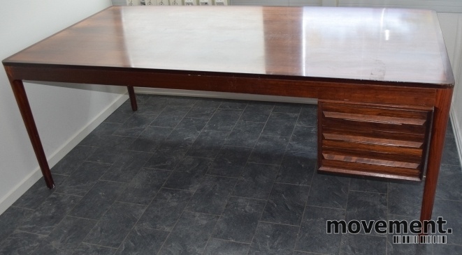 Solgt!Retro 60-talls skrivebord i palisander,T.Afdal/Bruksbo, Bali-serie,  196,5x97x75,5cm, brukt
