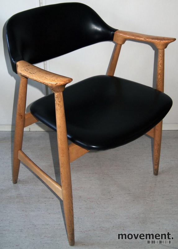 Solgt!Vintage/retro stoler i sort skai /treverk fra Olaf N H.. Dahl