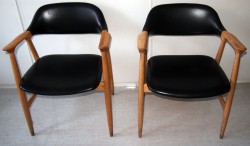 Vintage/retro stoler i sort skai /treverk fra Olaf N H.. Dahl - Skriv ut