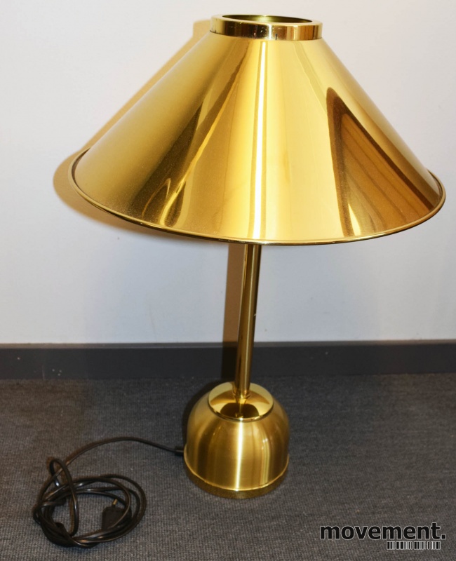 Solgt!Eldre Høvik Verk retro/vintage bordlampei messing, Ø=40cm på skjerm  H=56cm, pent brukt