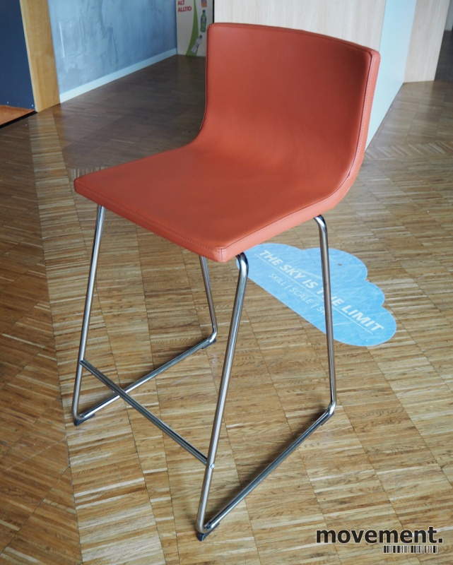 Solgt!IKEA Bernhard barstol i brunt skinn /krom, sittehøtde 67cm, pent brukt