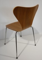 Arne Jacobsen 7er-stol / syver-stol,model 3107 i valnøtt, understell i  krom, pent brukt - Skriv ut