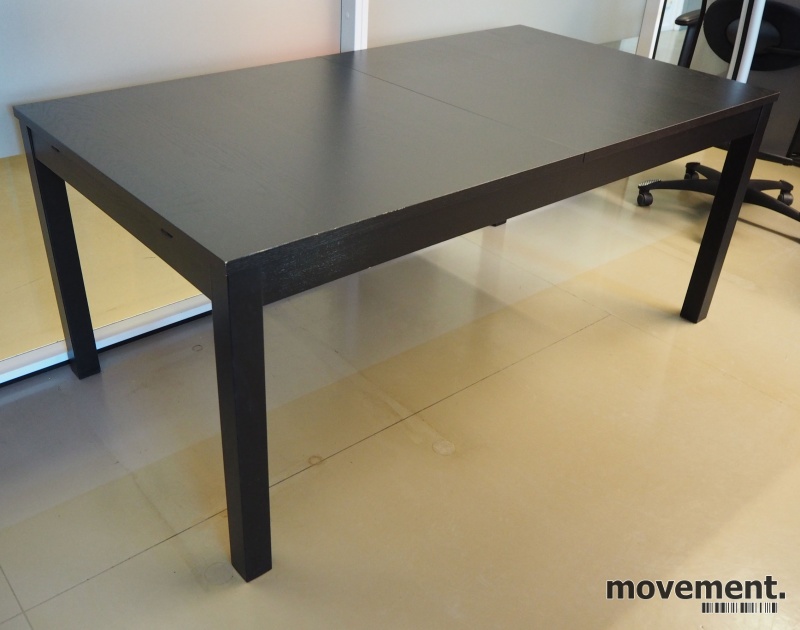 Solgt!IKEA Bjursta møtebord / spisebord medileggsplater, brunsort,  175x95cm, pent brukt
