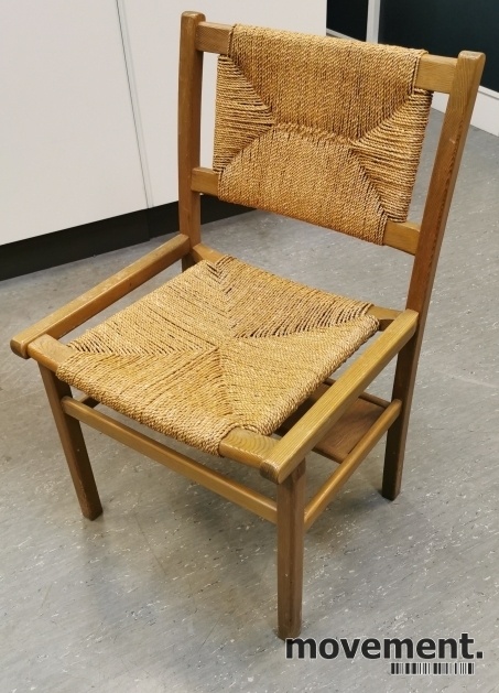 Solgt!Vintage / retro Jærstol /flettestol fra 1972 i syrebeiset furu, pent  brukt