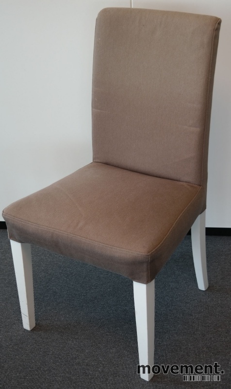 Solgt!IKEA Henriksdal spisestuestol, beigestoff / hvite ben, pent brukt