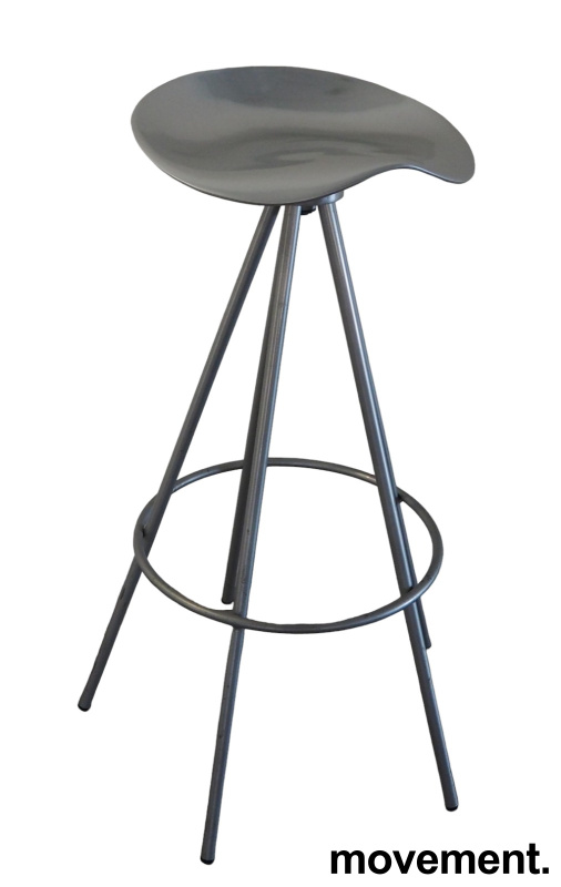 Barkrakk / barstol i polert aluminium /grålakkert stål fra Amat, modell  Jamaica, sittehøyde: 77cm