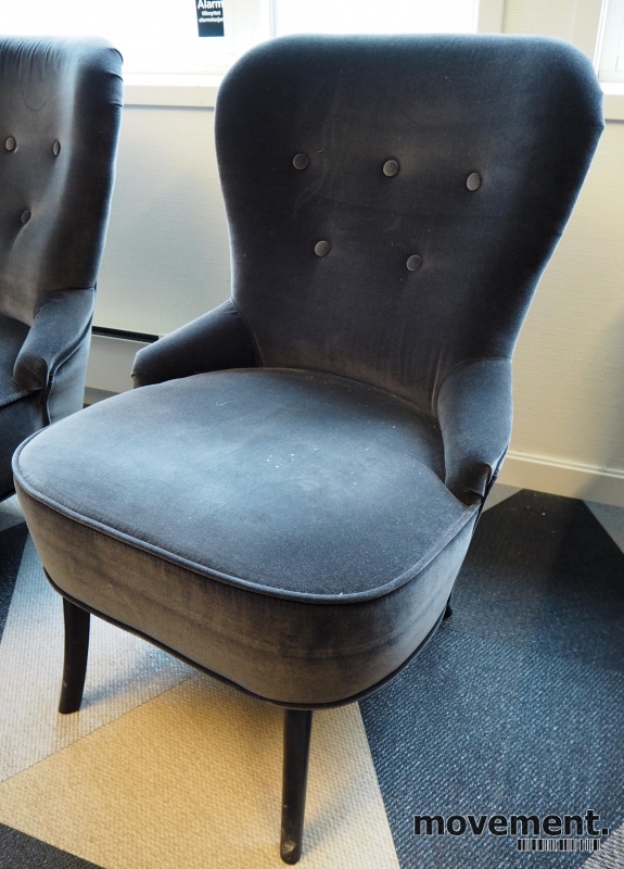 Solgt!Loungestol / lenestol i mørk grå velourfra IKEA, modell Remsta, pent  brukt