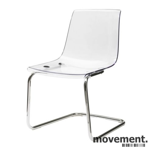 Solgt!IKEA Tobias konferansestol i transparentplast / krom, pent brukt