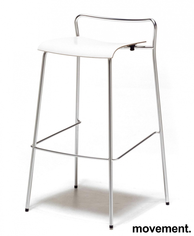 Barkrakk / barstol i hvitt/kromPiiroinen, Chip B, sittehøyde 76cm, pent  brukt