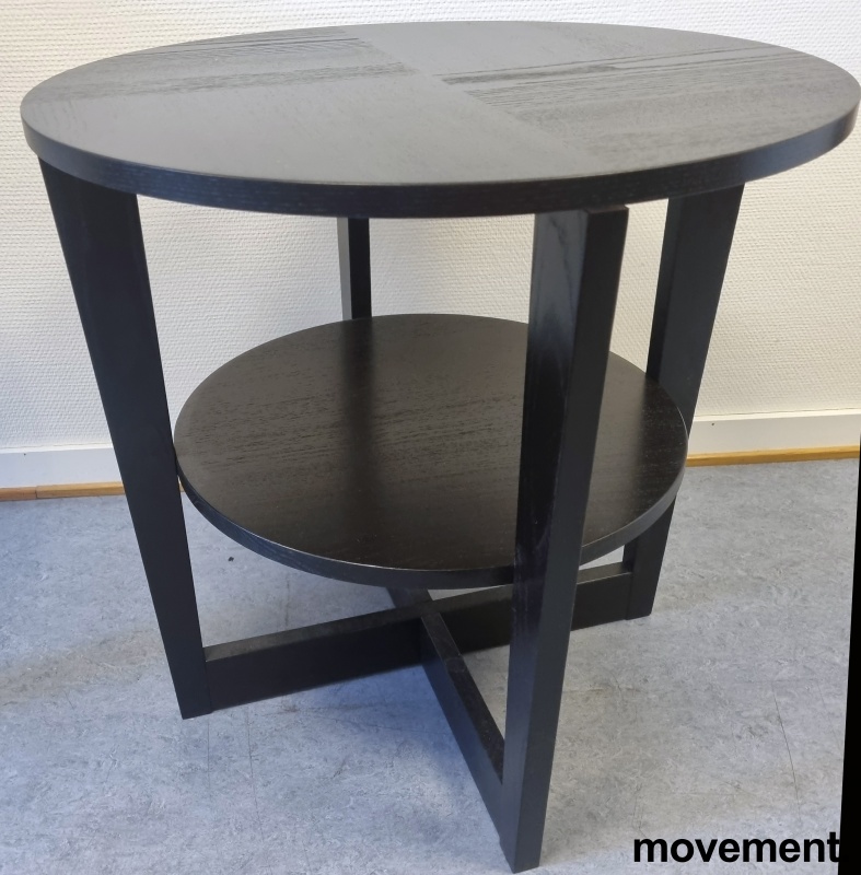 Solgt!Loungebord / sofabord i sort fraIKEA, Vejmon Ø=60cm, pent brukt