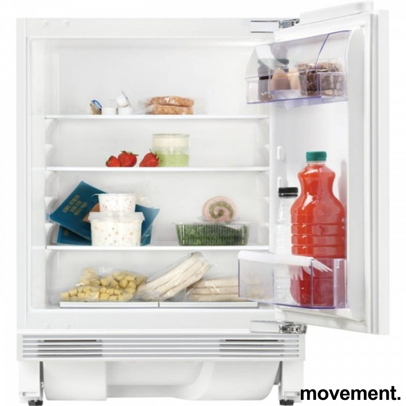 Solgt!Kjøleskap for innbygging fra Zanussi,under benk, modell ZQA14030DA,  59,6cm bredde, 81,5cm høyde, pent brukt
