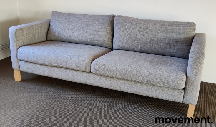 Solgt!Loungesofa, Ikea Karlstad 3seter,206cm bredde, Isunda-trekk i grått,  pent brukt