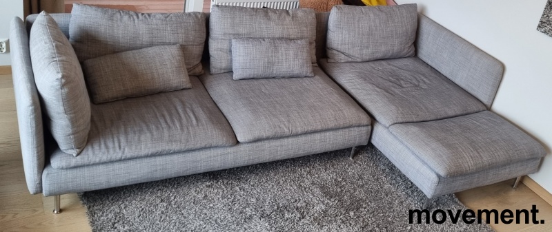 Solgt!Sofa fra Ikea, Søderhamn i Isundagrå, 290x156cm hjørneløsning, pent  brukt