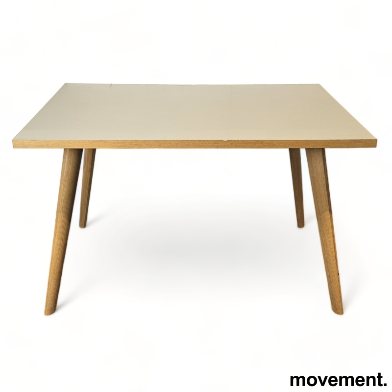 Solgt!Lite møtebord / spisebord i beigelinoleum / eik, 120x70cm, pent brukt